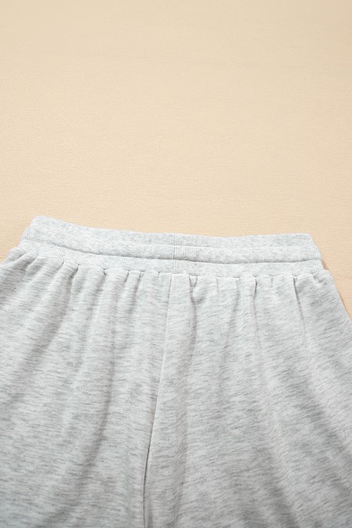 Light Grey Color Block Raw Hem Pullover and Casual Shorts
