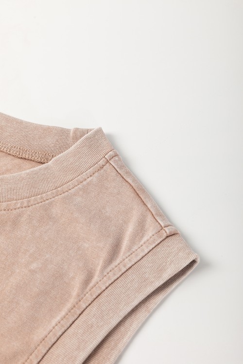 Smoke Gray 2 Pieces Mineral Wash Cotton Tank Top Lined