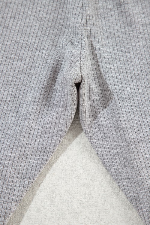Light Grey Solid Color Loose Tunic Top and Slim Shorts