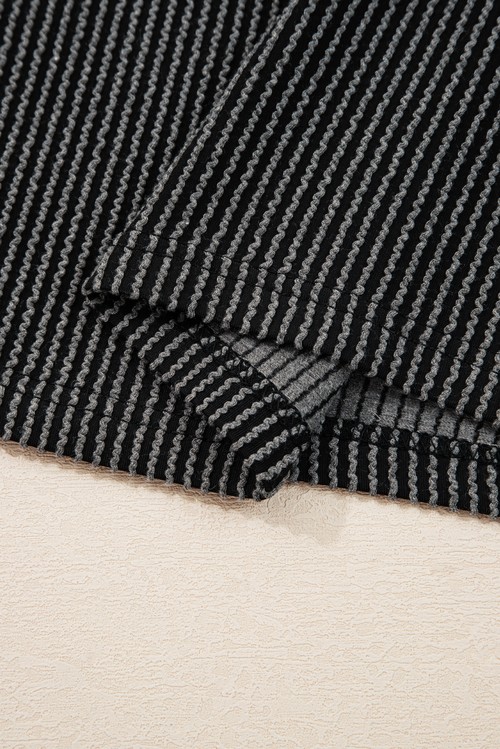 Carbon Grey Twisted Rib Texture Leopard Patchwork Detail 2pcs Pant