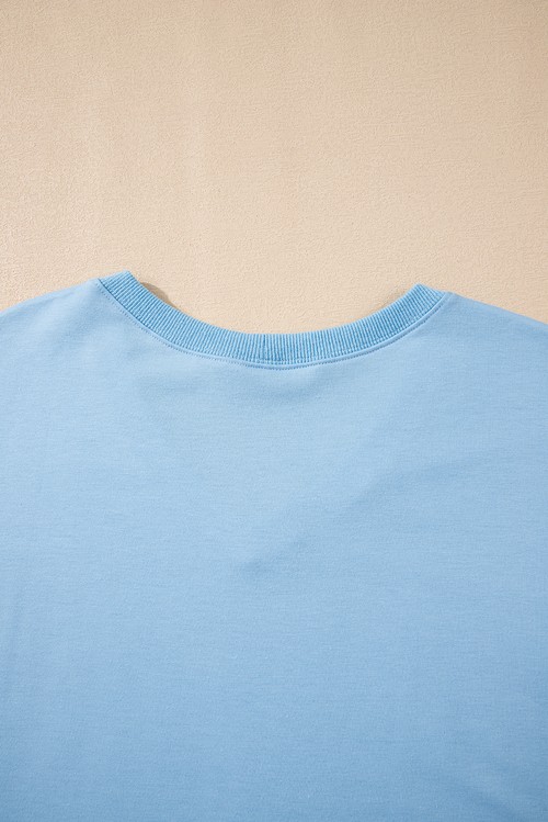 Myosotis V Neck Drop Shoulder Tee and Patchwork Drawstring Elastic