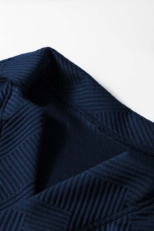 Sail Blue Solid Textured Collared V Neck Top and Wide