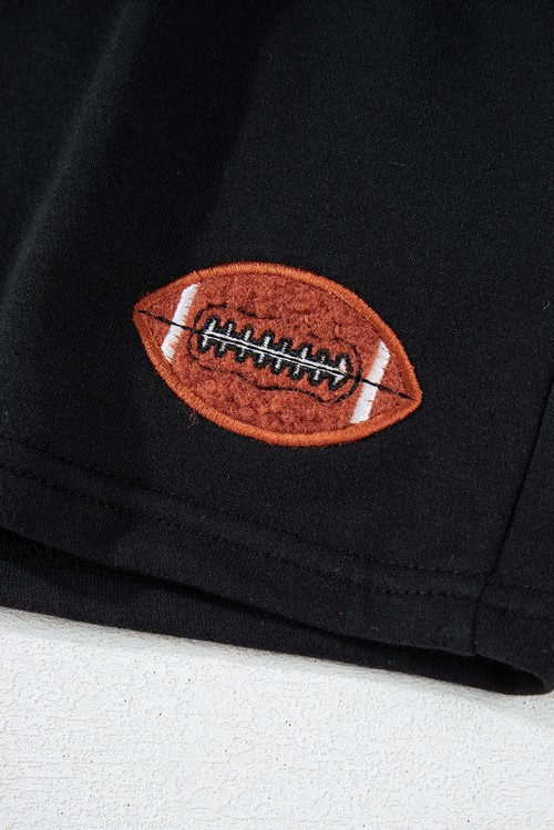 Black GAME DAY Rugby Football Graphic Pullover and Shorts Casual