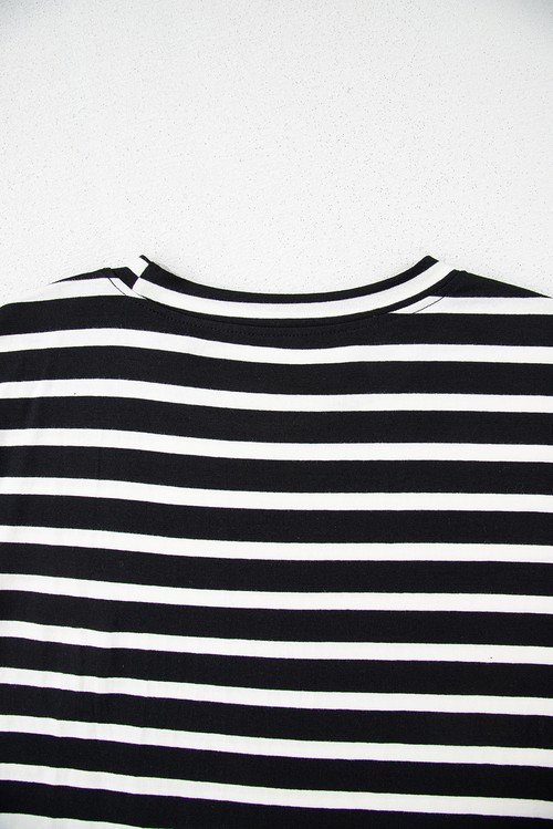 Black White Striped Short Sleeve Top and Shorts Set