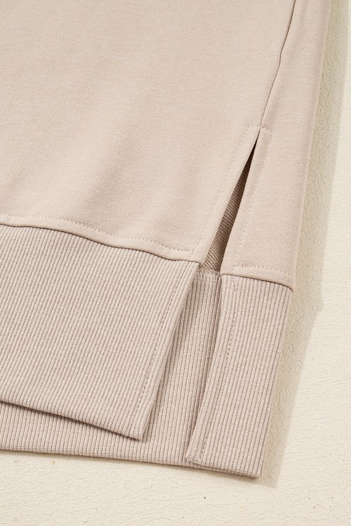 Jet Stream Solid Color Oversize Slit Sweatshirt Ribbed Leggings 2pcs