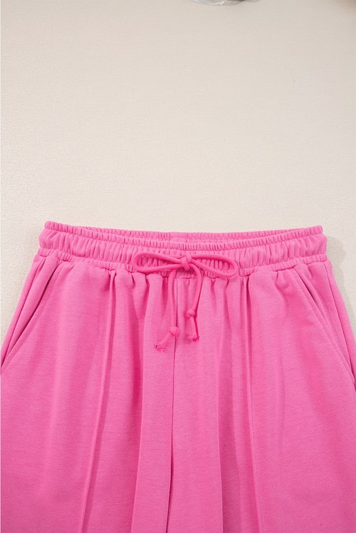 Sachet Pink Solid Color Collared Pullover and Central Seam Pants