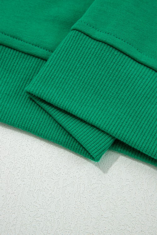 Dark Green Contrast Piping Crewneck Pullover Mini Skirt Set
