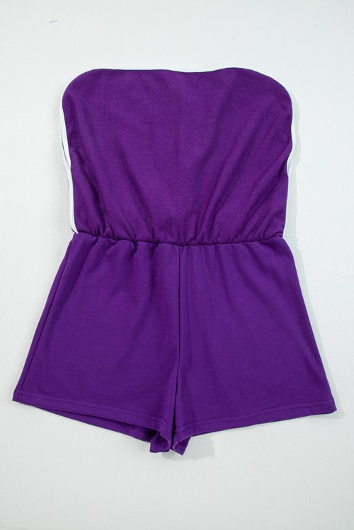 Tillandsia Purple Varsity Stripe Detail Drop Shoulder Pullover Mini Skirt