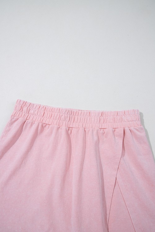 Light Pink 2 Pieces Mineral Wash Cotton Tank Top Lined