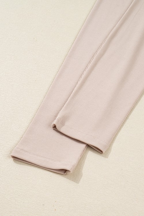 Jet Stream Solid Color Oversize Slit Sweatshirt Ribbed Leggings 2pcs