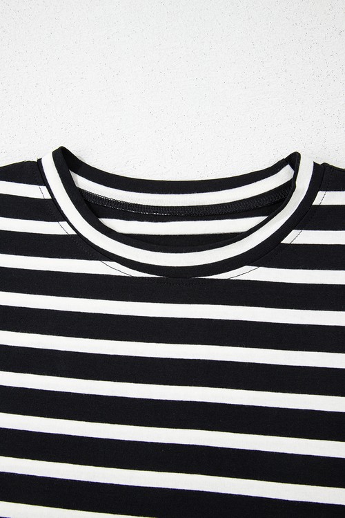 Black White Striped Short Sleeve Top and Shorts Set