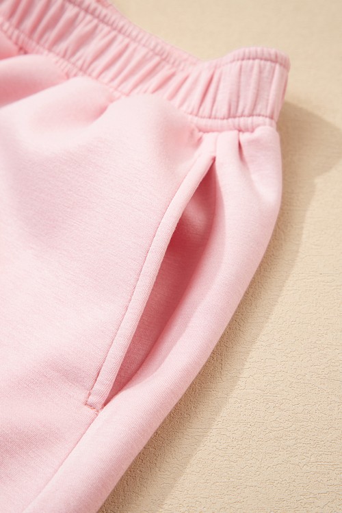 Light Pink Puff Sleeve Pearl Embellished Scallop Trim Top 2