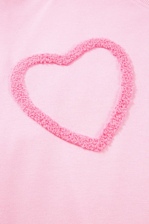 Phalaenopsis Chenille Heart Pattern Casual 2pcs Pants Set