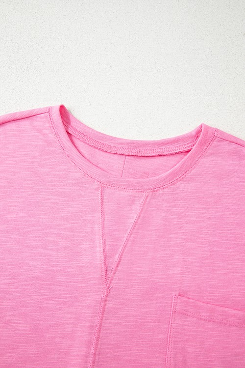 Sachet Pink Loose Fit Half Sleeve T Shirt and High