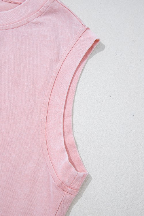Light Pink 2 Pieces Mineral Wash Cotton Tank Top Lined