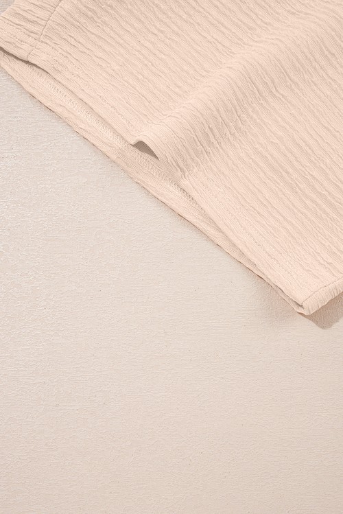 Apricot Textured V Neck T Shirt and Shorts Set