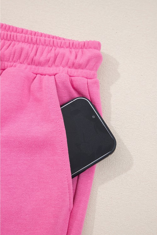 Sachet Pink Solid Color Collared Pullover and Central Seam Pants