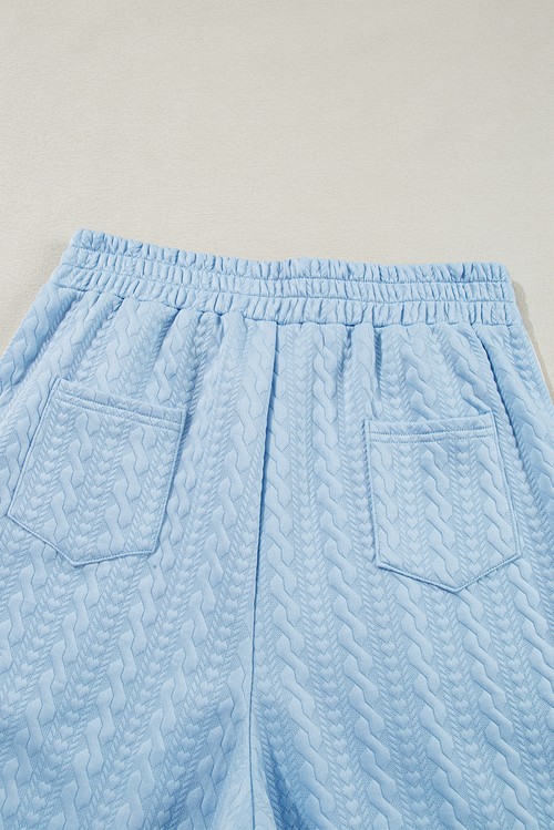 Beau Blue Textured Colorblock Edge Tank Top High Waist Pants
