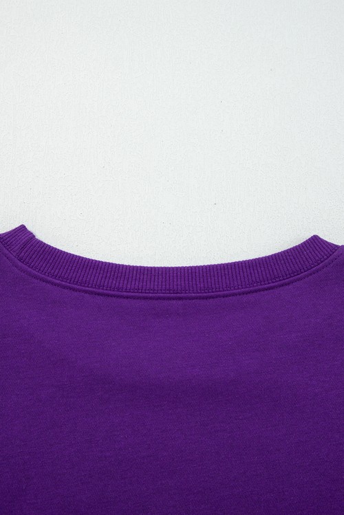 Tillandsia Purple Varsity Stripe Detail Drop Shoulder Pullover Mini Skirt
