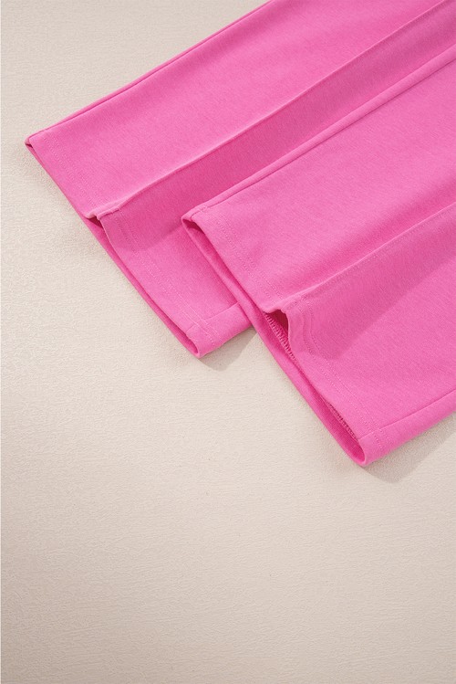 Sachet Pink Solid Color Collared Pullover and Central Seam Pants