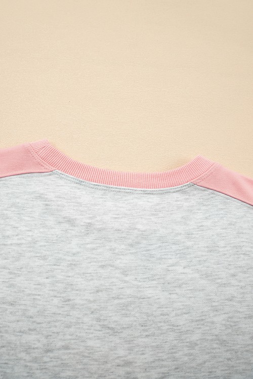 Light Grey Color Block Raw Hem Pullover and Casual Shorts