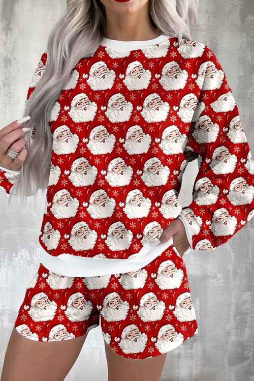 Red Ho Ho Ho Christmas Fashion Print 2pcs Lounge Short