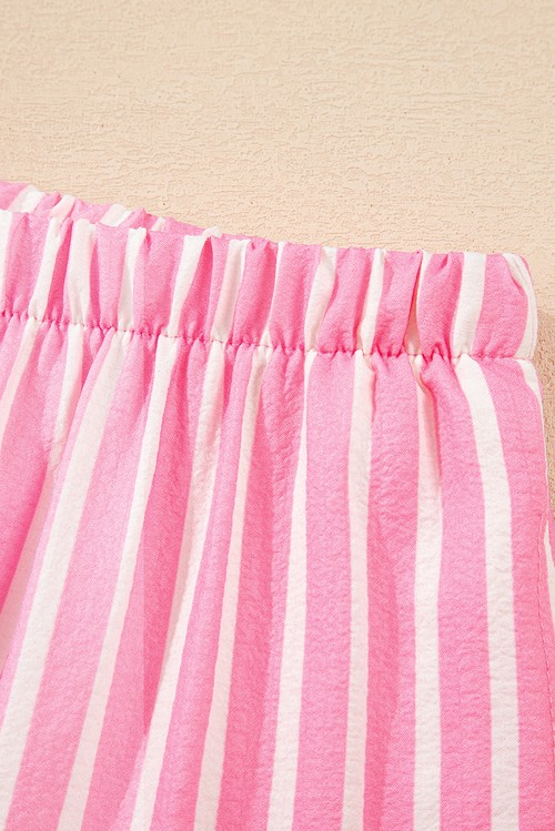 Pink Stripe Buttoned Front Long Sleeve Top and Pants 2