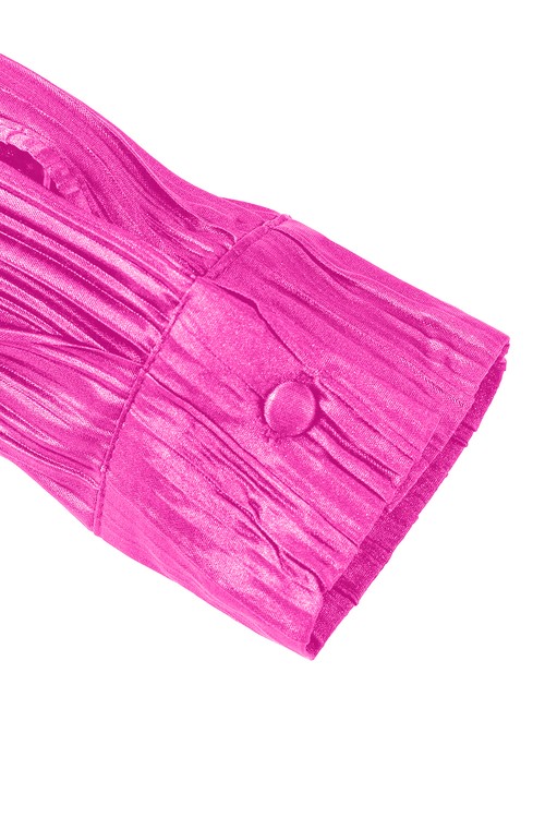 Rose Pleated Long Sleeve Shirt and Wide Leg Pants Set
