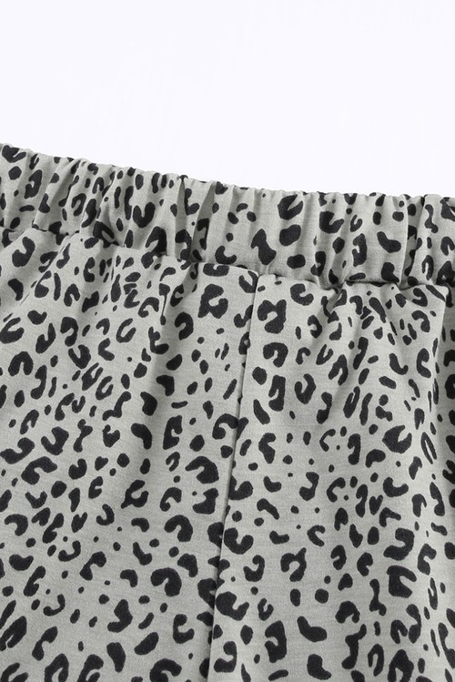 Khaki Leopard Elastic Waist Casual Joggers