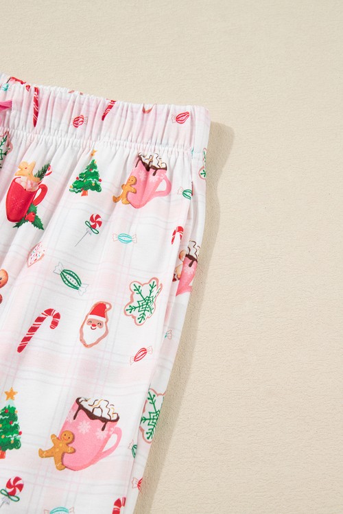 Pink Christmas Spirit Cute Holiday Print Short Sleeve Shirt and