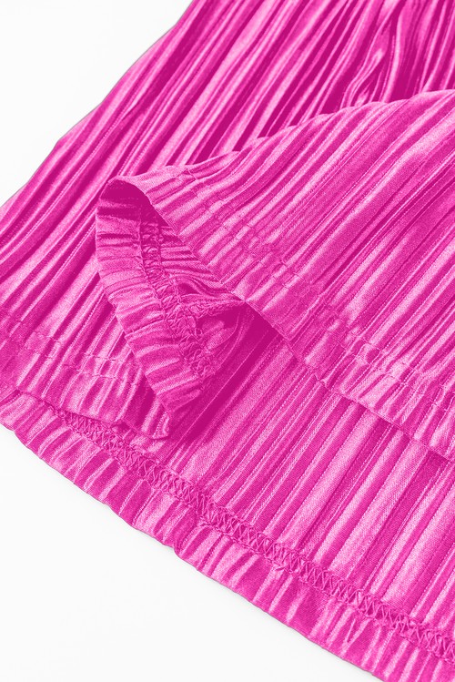 Rose Pleated Long Sleeve Shirt and Wide Leg Pants Set