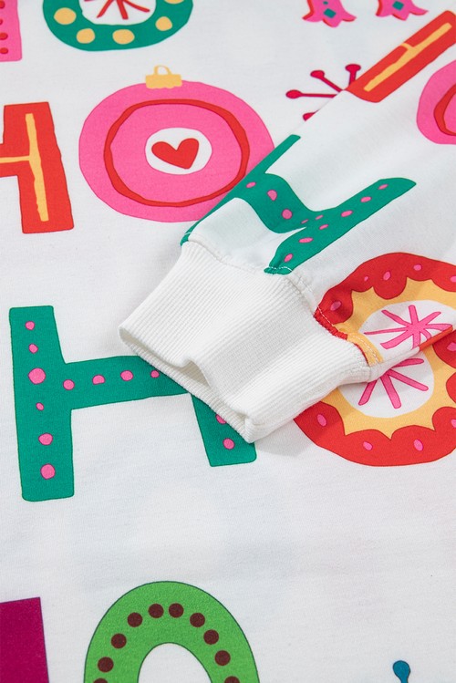 White Ho Ho Ho Christmas Fashion Print 2pcs Lounge Short