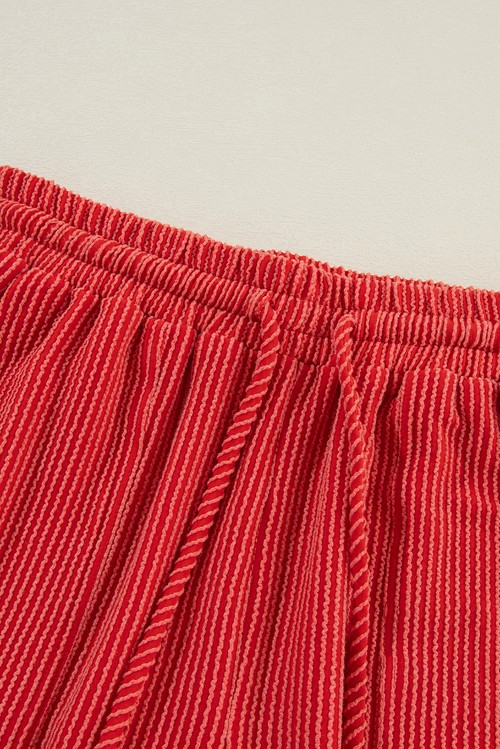 Fiery Red JOLLY Corded Long Sleeve Top and Pockets Pants