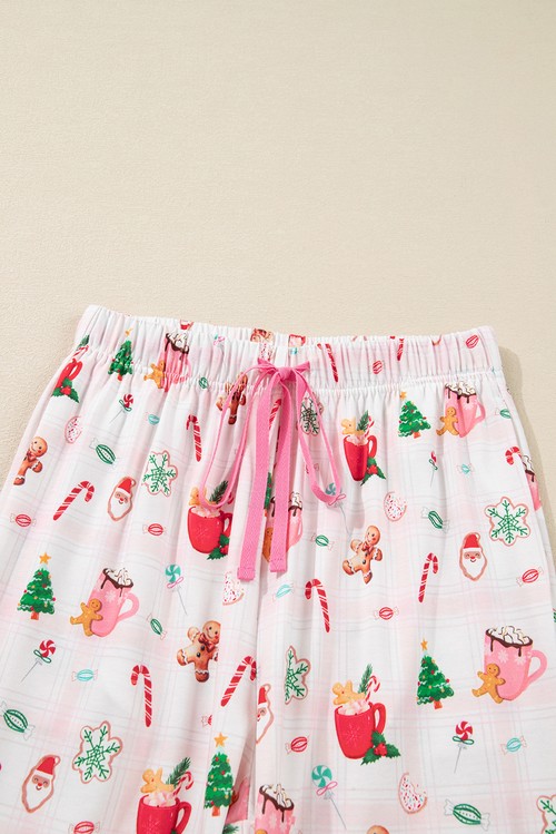 Pink Christmas Spirit Cute Holiday Print Short Sleeve Shirt and