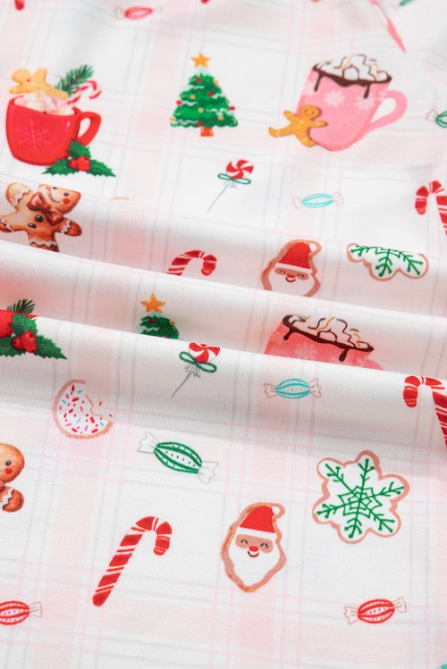 Pink Christmas Spirit Cute Holiday Print Short Sleeve Shirt and