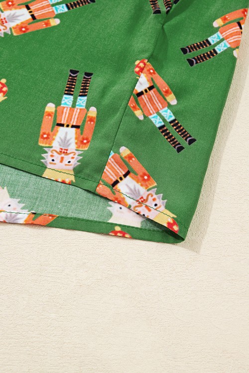 Green Christmas Candy Contrast Trim Bow Knot Silky 2pcs Pajama