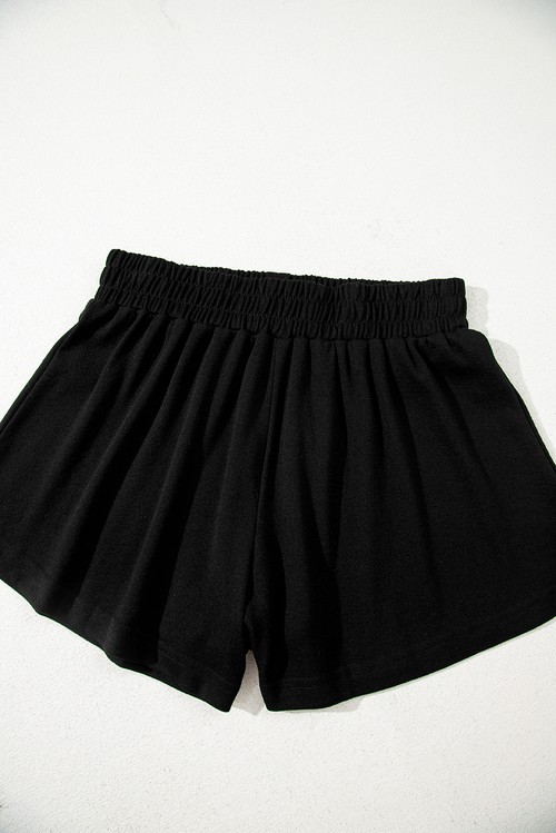 Black 3 Pcs Crop Tank Top Shorts with Cardigan Lounge