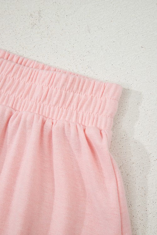 Light Pink 3 Pcs Crop Tank Top Shorts with Cardigan