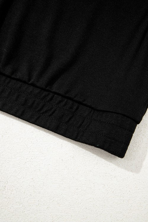 Black 3 Pcs Crop Tank Top Shorts with Cardigan Lounge