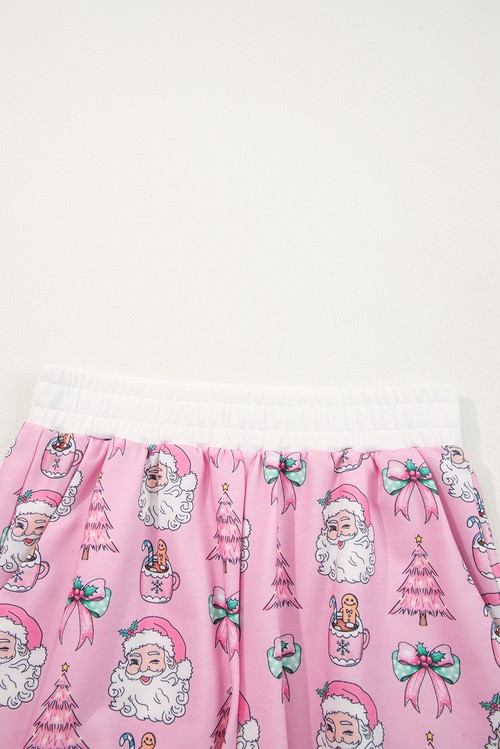 Pink Ho Ho Ho Christmas Fashion Print 2pcs Lounge Short