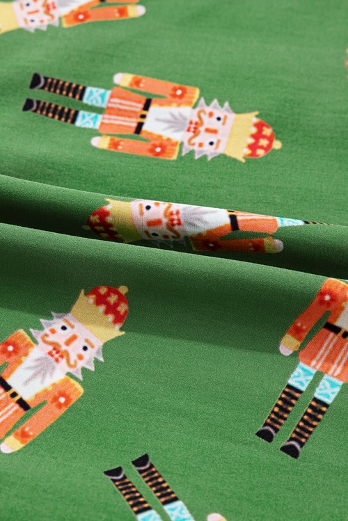 Green Christmas Candy Contrast Trim Bow Knot Silky 2pcs Pajama