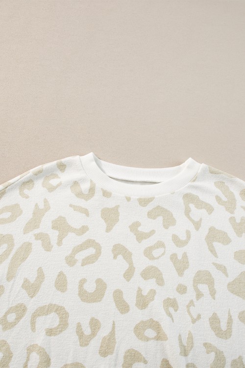White Leopard Pullover and Drawstring Pants Lounge Set