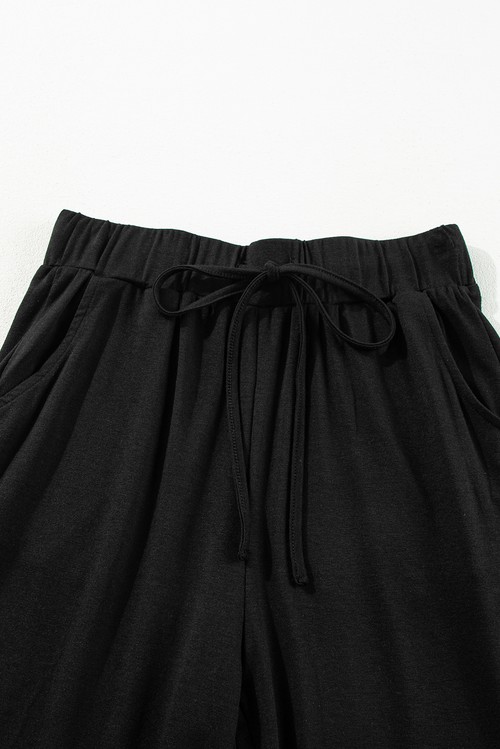 Black Split Long Cardigan and Skinny Pants Lounge Set