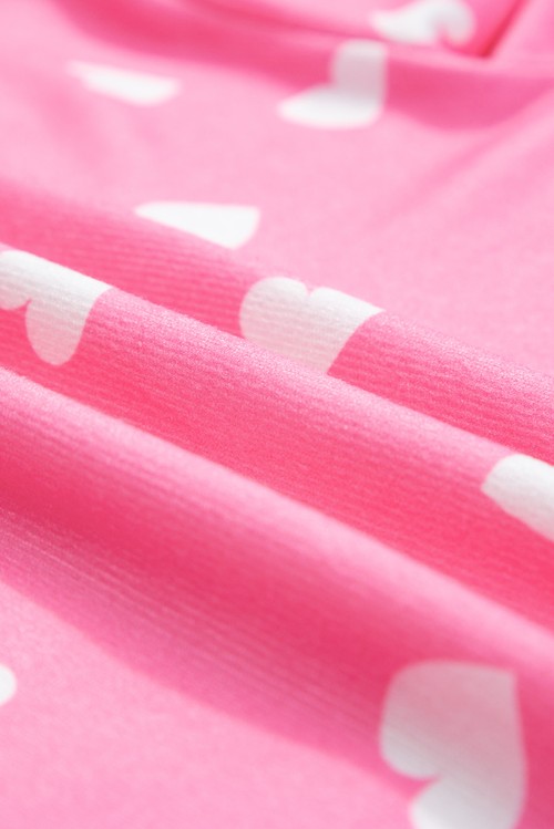 Pink Valentine Heart Print Long Sleeve Tee and Shorts Lounge