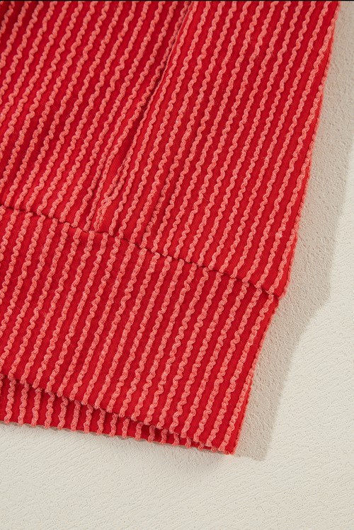 Fiery Red JOLLY Corded Long Sleeve Top and Pockets Pants