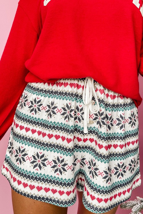 Fiery Red SLEIGH Snowflake Print Long Sleeve Wide Leg Lounge