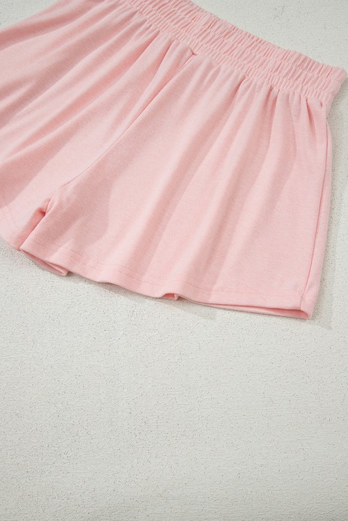 Light Pink 3 Pcs Crop Tank Top Shorts with Cardigan