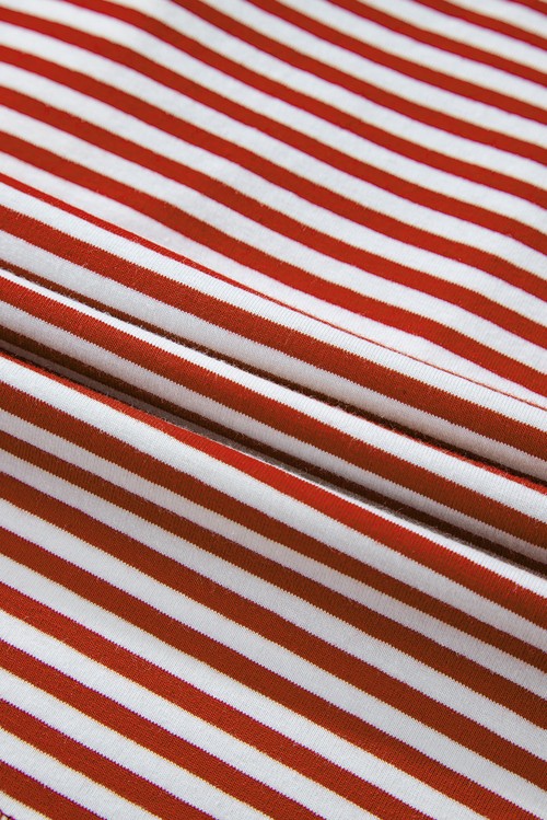 Red Stripe Buttoned V Neck Top and Knotted Waist Pants
