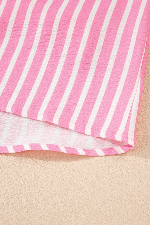 Pink Stripe Buttoned Front Long Sleeve Top and Pants 2