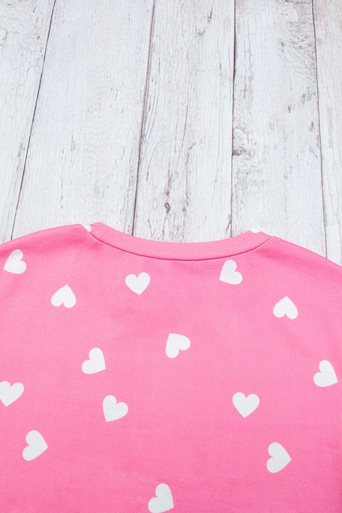 Pink Valentine Heart Print Long Sleeve Tee and Shorts Lounge